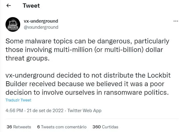 Códigos do ransomware LockBit vazam na internet