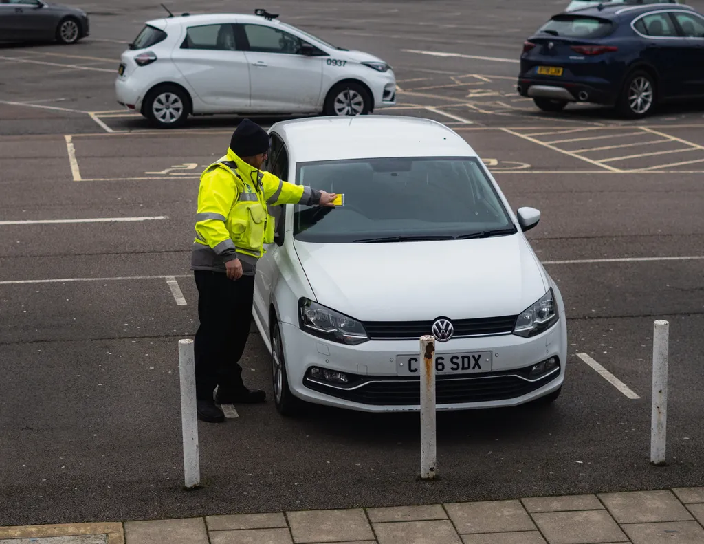Agente de trânsito notifica carro estacionado em lugar proibido (Imagem: Caspar Rea/Unsplash/CC)