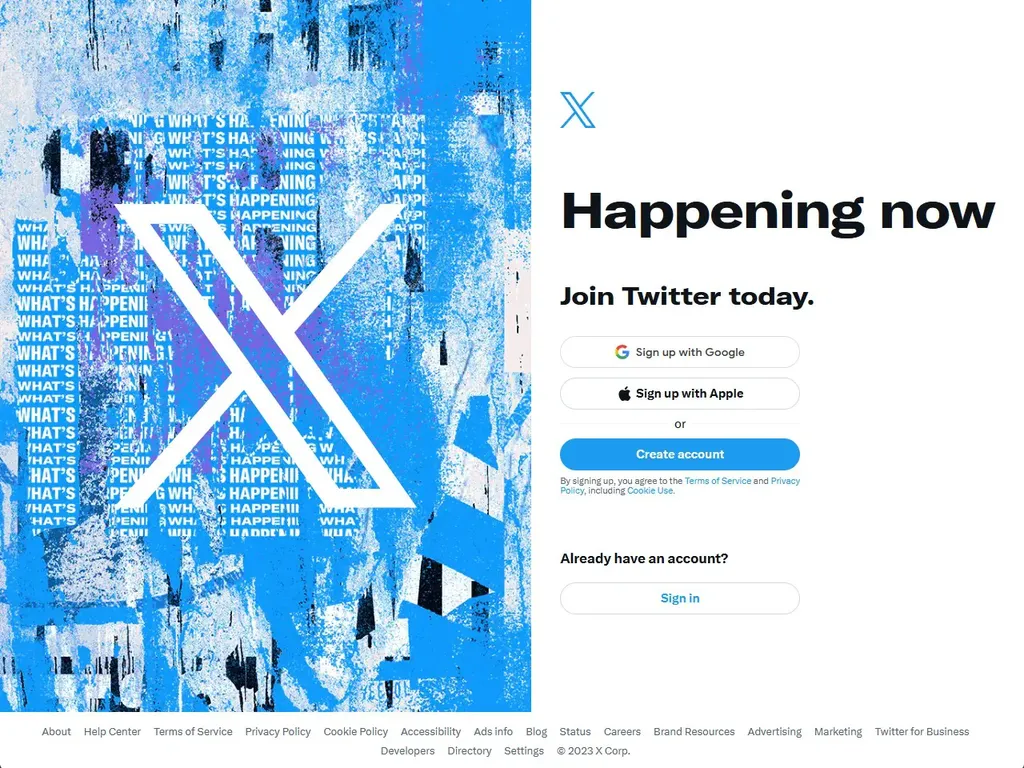 O último visual do Twitter antes de assumir a identidade visual do X (Imagem: Reprodução/Web Design Museum)