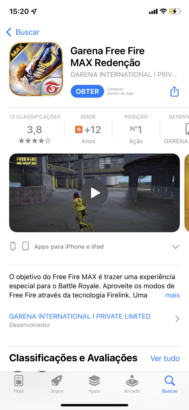 A página do jogo na App Store do iPhone (Captura de tela: Felipe Goldenboy/Canaltech)