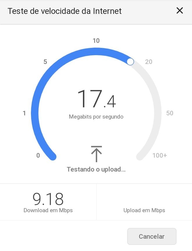 Então será testada a sua velocidade de upload - (Captura: Canaltech/Felipe Freitas) 