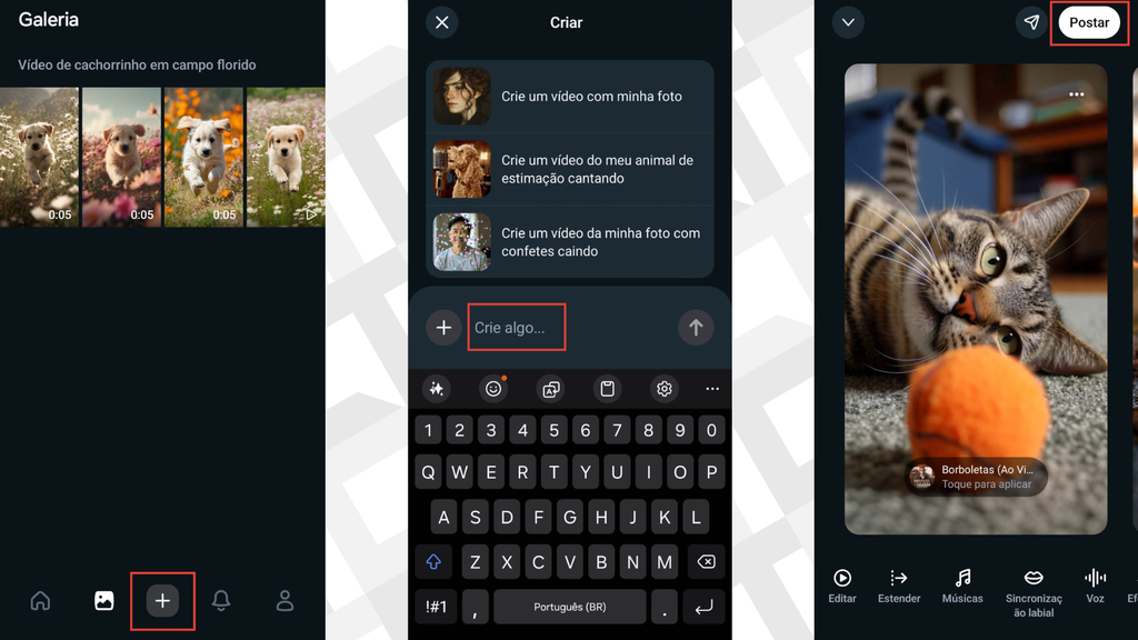 Criar vídeo e publicar no app Vibes