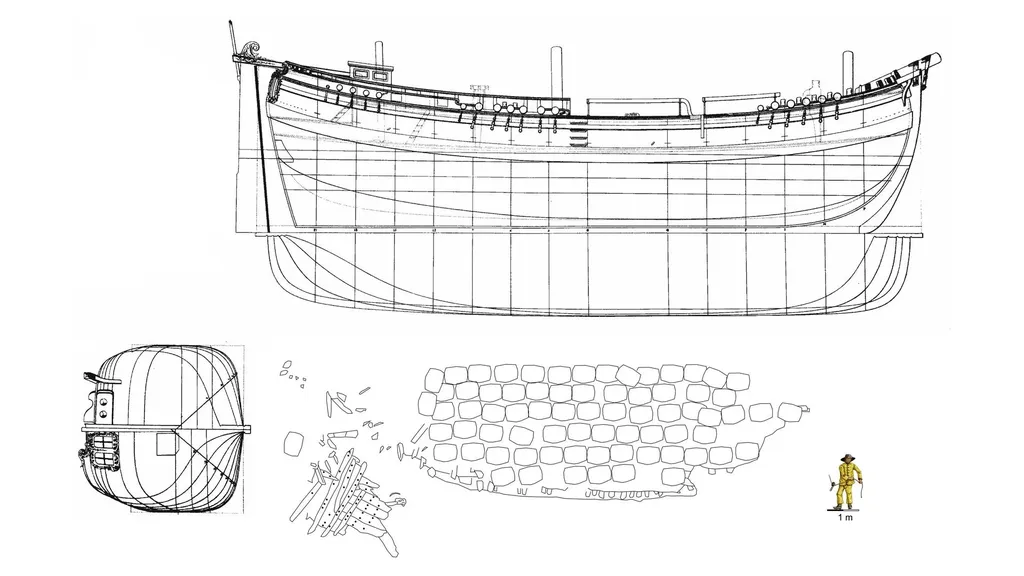 Representação de como seria o casco do navio no século XVII (Imagem: Fritz Jürgens/University of Kiel)