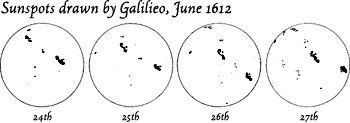 Esboços originais de Galileu das manchas solares (Imagem: Reprodução/Projeto Galileo/Universidade Rice/Domínio Público)