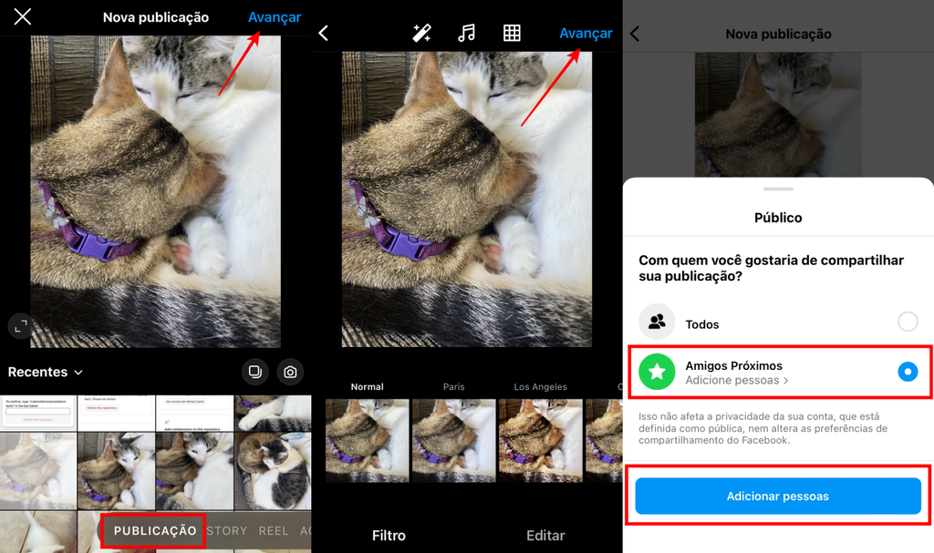 É possível postar no feed usando o Close Friends no aplicativo do Instagram (Imagem: Captura de tela/Fabrício Calixto/Canaltech)