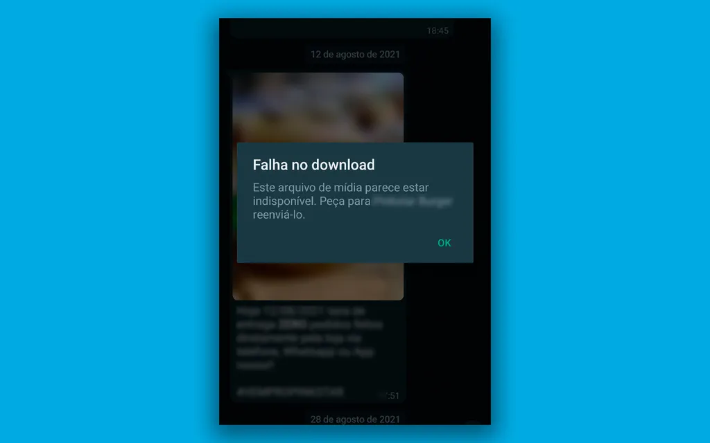 Pedir para o contato reenviar é uma forma de recuperar fotos desfocadas do WhatsApp (Captura de tela: André Magalhães)