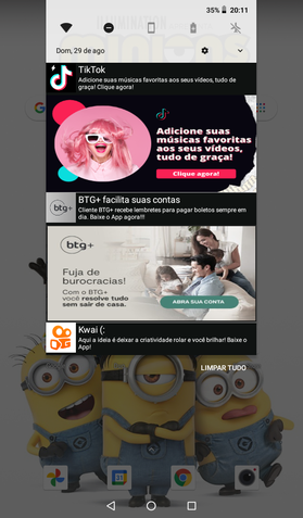 Propagandas sendo mostradas no Positivo Twist Tab