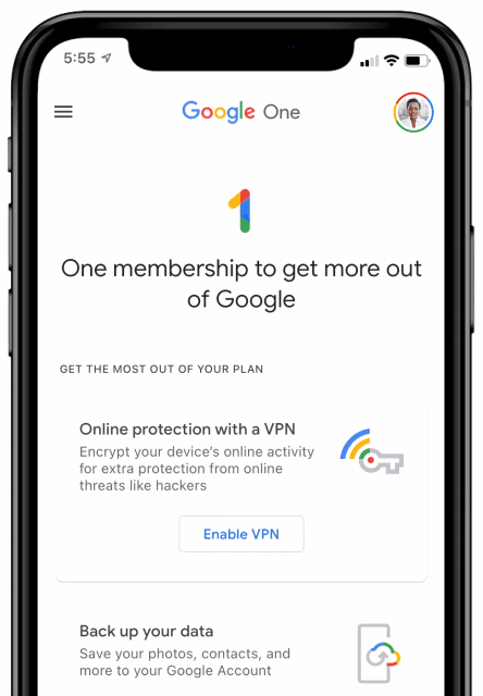 Planos Básico e Padrão do Google One poderão usar a VPN (Imagem: Reprodução/Google)