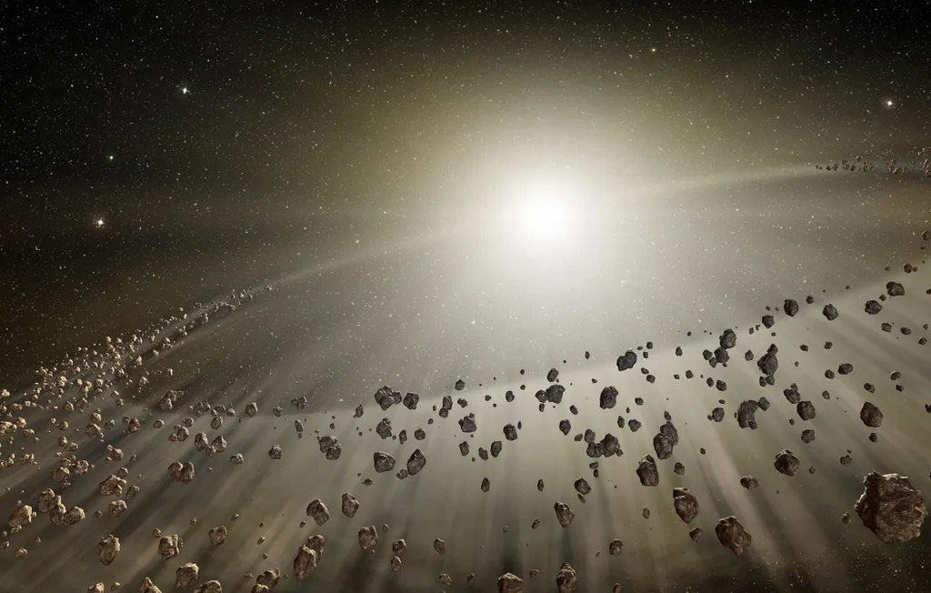 Conceito artístico de vários meteoroides no espaço (Imagem: claudioventrella/Envato)