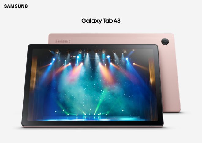 Galaxy Tab A8 tem visual simples, mas moderno (Imagem: Divulgação/Samsung)