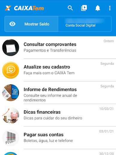 Gerencie o benefício pelo app Caixa Tem(Imagem: André Magalhães/Captura de tela)