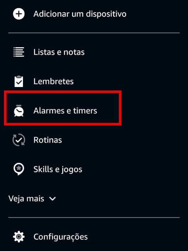 Selecione alarmes e timers para configurar (Imagem: Guadalupe Carniel/Captura de tela)