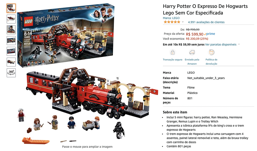 Harry Potter O Expresso De Hogwarts Lego Sem Cor Especificada