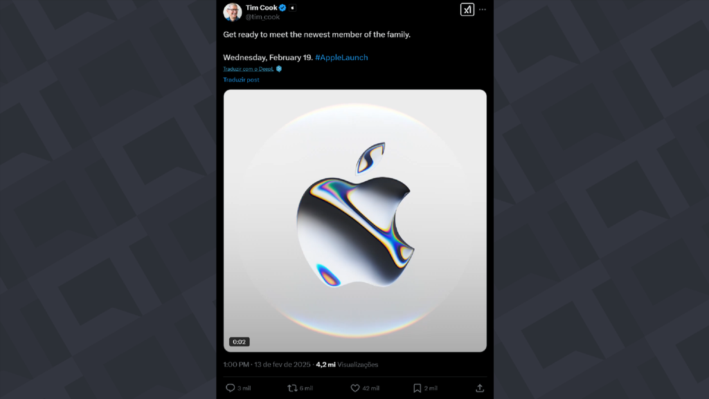 Tim Cook anúncio evento Fev/25