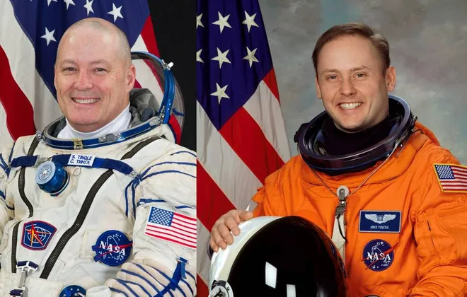 Astronautas Scott Tingle e Edward Fincke (Imagem: Reprodução/NASA)