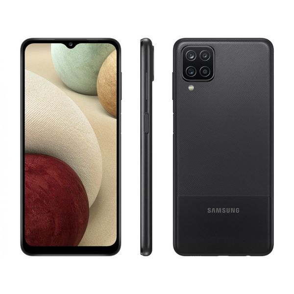 Smartphone Samsung Galaxy A12 64GB Preto 4G - Octa-Core 4GB RAM 6,5” Câm. Quádrupla + Selfie 8MP [CUPOM]