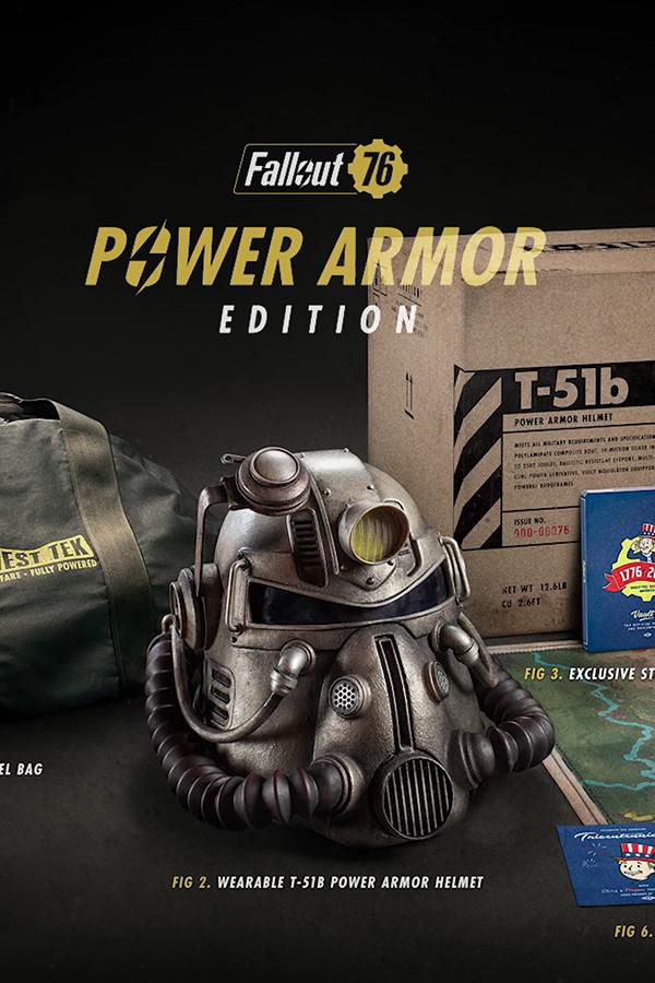A edição Power Armor de Fallout 76, como é anunciada: a bolsa no canto da imagem causou mais uma crise para a Bethesda resolver (Imagem: Divulgação/Bethesda Game Studios)