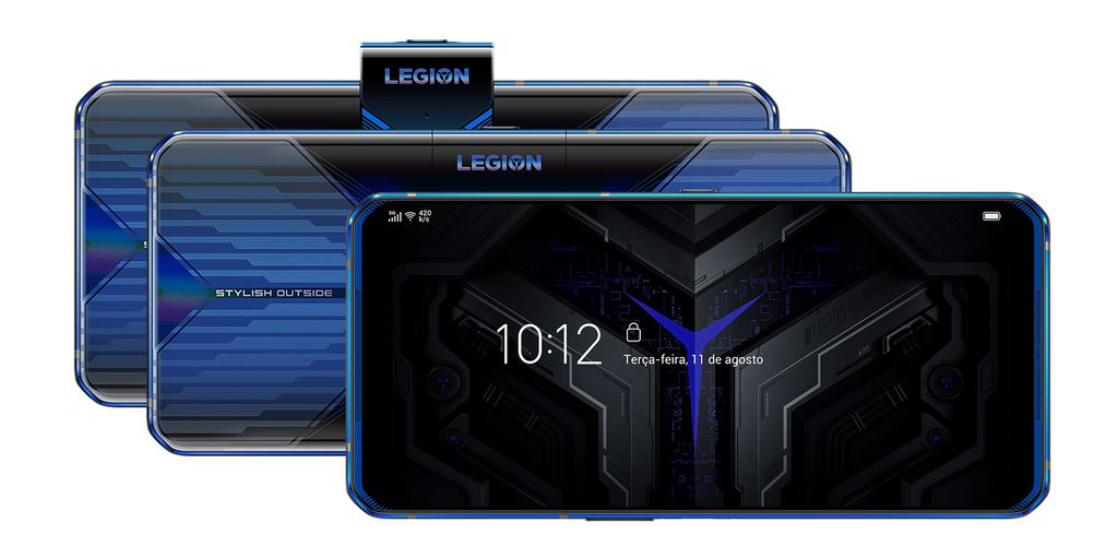 O Lenovo Legion Phone Duel traz especificações parrudas e foco na utilização em modo paisagem (Imagem: Divulgação/Lenovo)