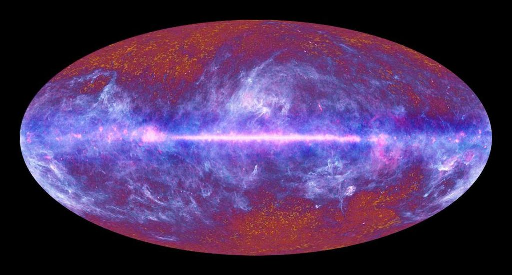 Micro-ondas cósmicas nos dados coletados pela missão Planck (Imagem: ESA)