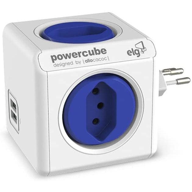 Power cube. Icon Power Socket Blue.