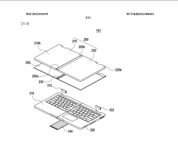 Patente da Samsung para notebook multidobrável