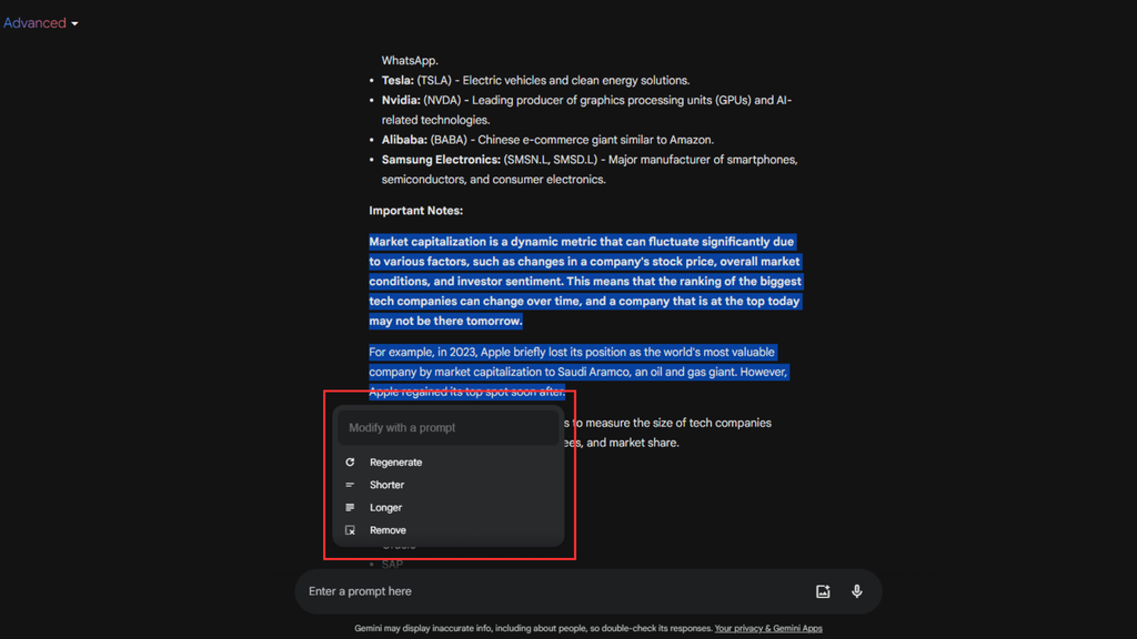 Como refinar as respostas do Gemini (Imagem: Captura de tela/Bruno De Blasi/Canaltech)