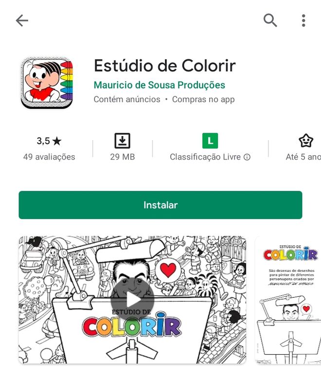 Instale o aplicativo do "Estúdio de Colorir" - (Captura: Canaltech/Felipe Freitas)