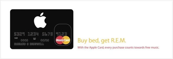 Imagem do Apple Card idealizado por Steve Jobs, em 2004: cartão de crédito seria administrado pela Mastercard e traria a troca de pontos para compra de músicas no iTunes (Imagem: Reprodução/Apple Insider)
