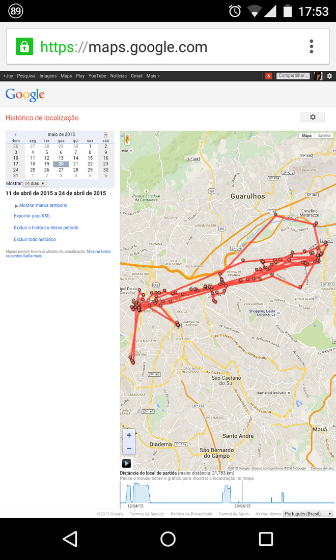 Histórico de localização Android Histórico de localização Android