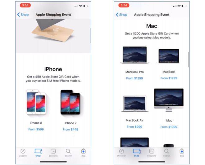 Screenshots da loja Apple arquivadas junto com o processo (Captura: Apple Insider)