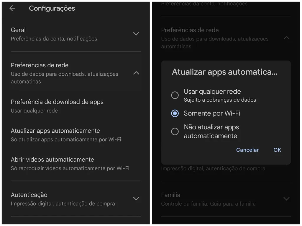 Ajuste o Android para atualizar aplicativos baixados automaticamente (Imagem: Captura de tela/Thiago Furquim/Canaltech)