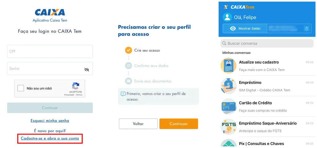 Você pode abrir sua conta diretamente através do aplicativo sem a necessidade de agências (Captura de tela: Canaltech/Felipe Freitas)