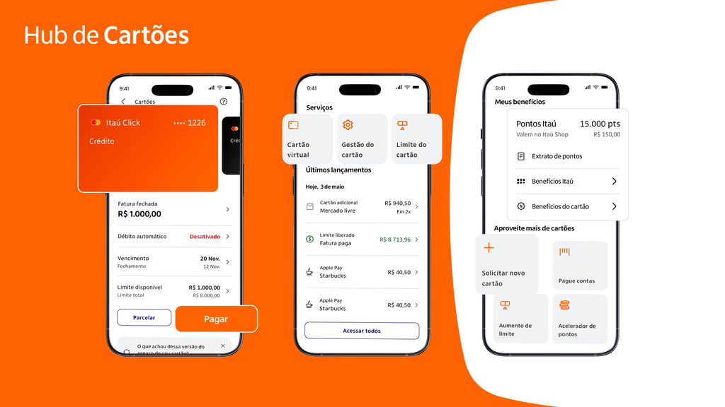 Informações sobre os cartões ficam concentradas na mesma área do app do Itaú (Imagem: Divulgação/Itaú)