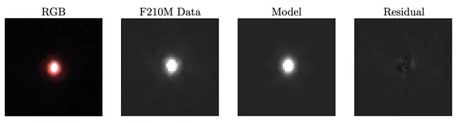 Imagens da galáxia GS-9209 pelo James Webb (Imagem: Reprodução/A. C. Carnall, et. al.)