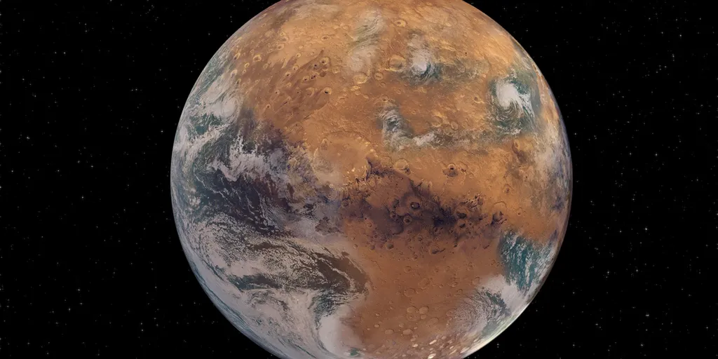 O rover Curiosity ajudou os cientistas a entenderem mais sobre o passado da água em Marte (Imagem: Reprodução/NASA/J. Stevens; NOAA/JPL-Caltech/Washington University)
