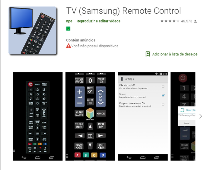TV Samsung Remote Control: Captura de tela: Ariane Velasco