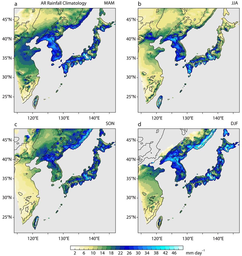 A precipitação se concentrará no leste da Ásia, incluindo países como o Japão (Imagem: Reprodução/Yoichi Kamae et al.)