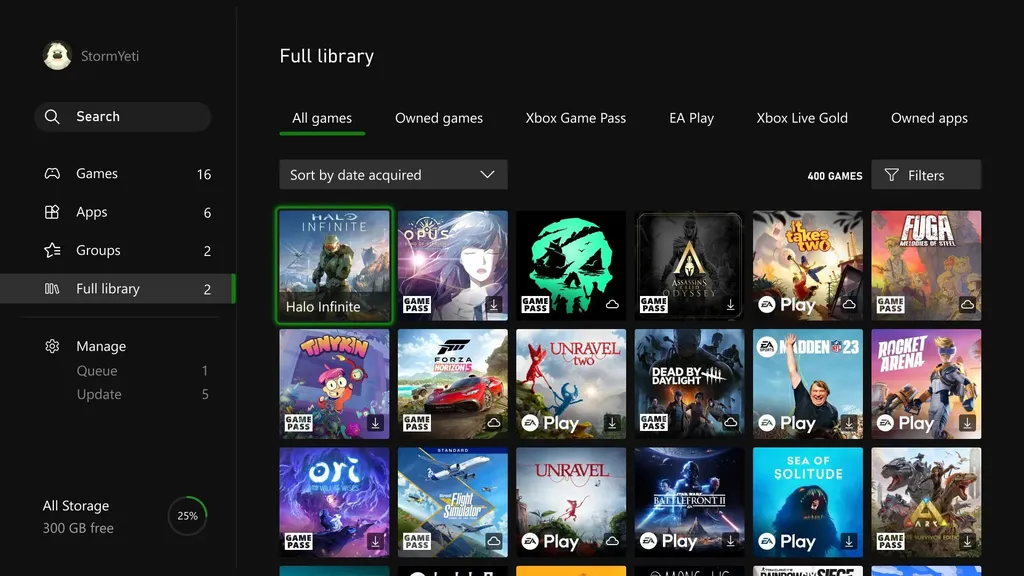 Nova tela facilita a visualização de todos os jogos disponíveis (Foto: Divulgação/Xbox)