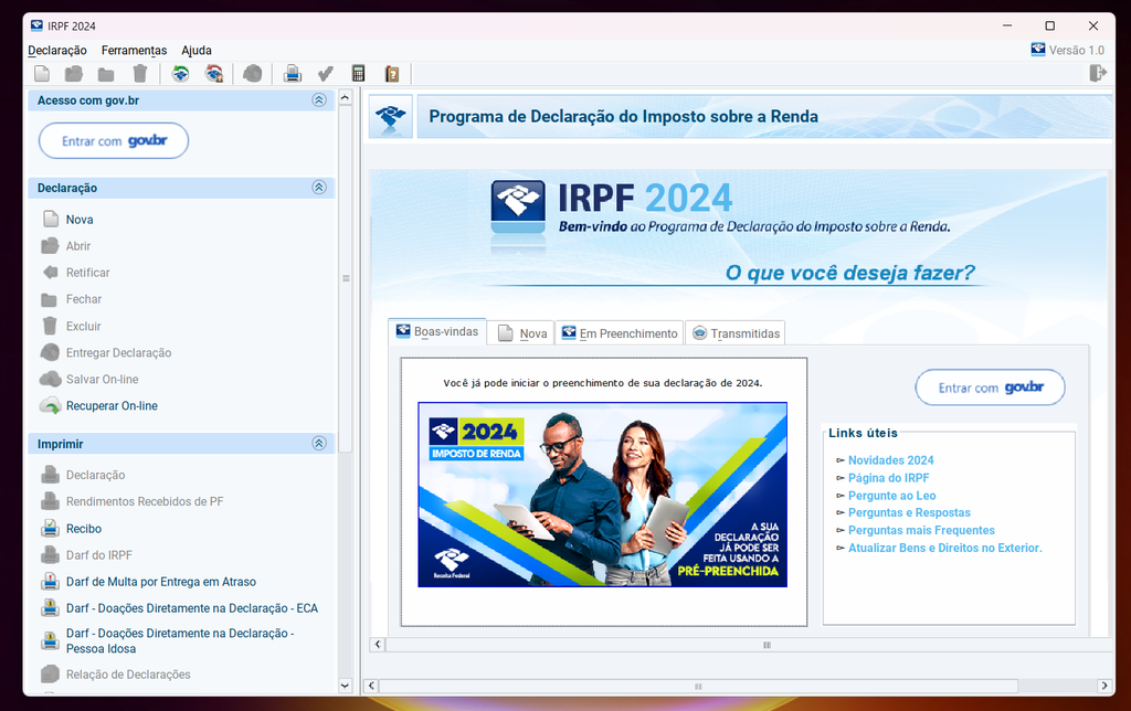 Aplicativo é usado para montar e enviar a declaração do IRPF (Imagem: Captura de tela/Douglas Ciriaco/Canaltech)
