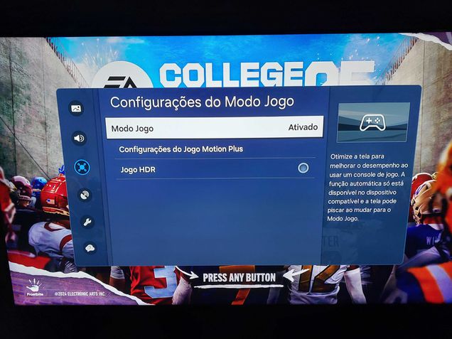 Configuração de jogos da TV Samsung