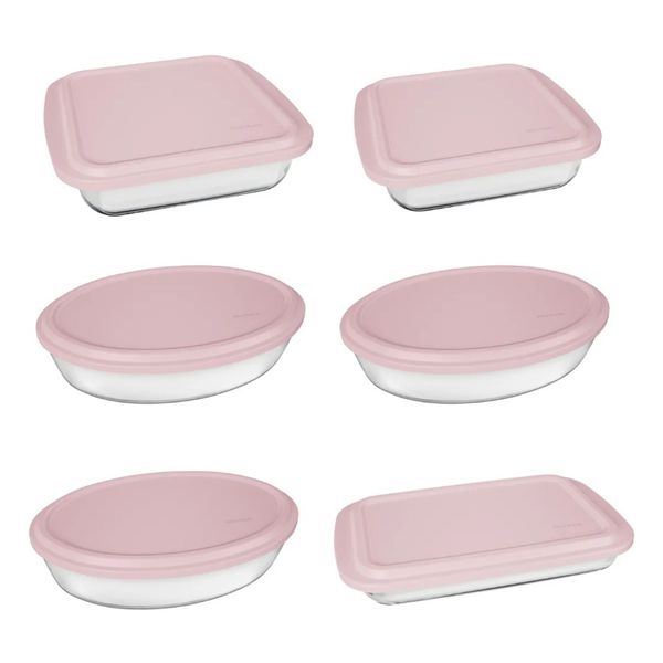Conjunto Assadeiras 6 Peças com Tampa Cor Rosa - Marinex | CUPOM