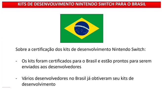 Nintendo certifica kits oficiais de desenvolvimento do Switch para o Brasil
