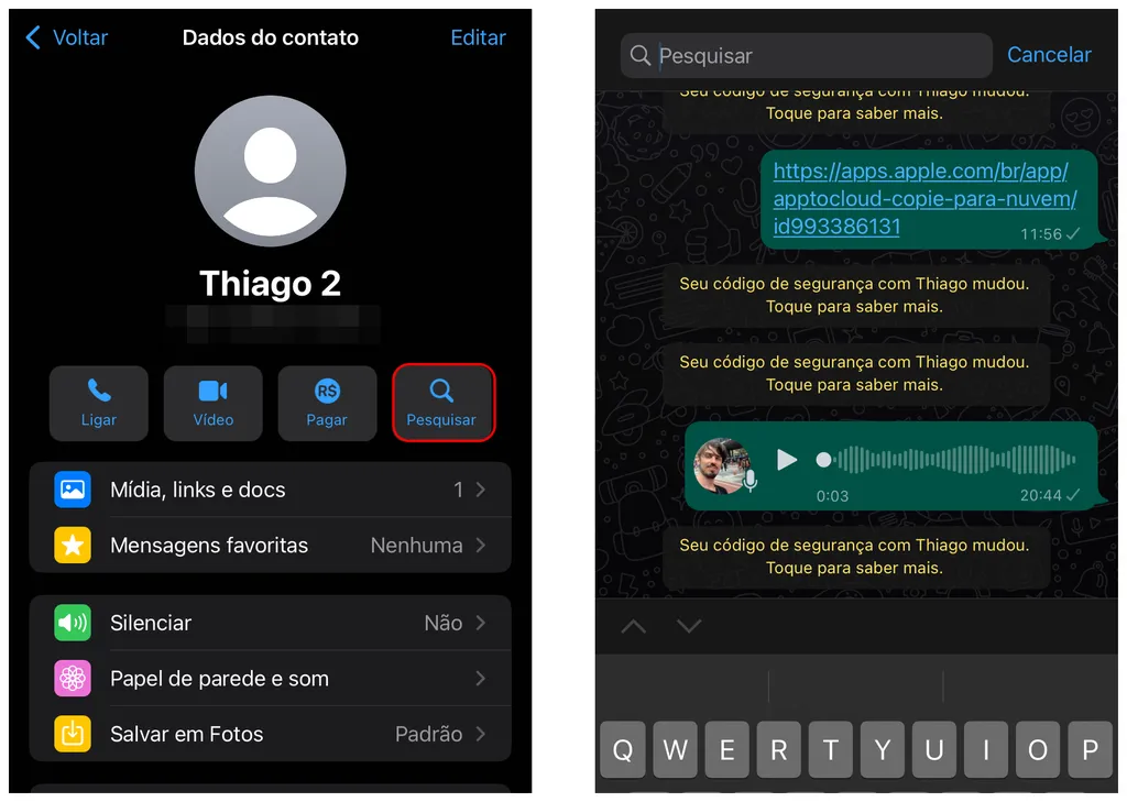 Faça buscas em conversas no WhatsApp (Captura de tela: Thiago Furquim/Canaltech)