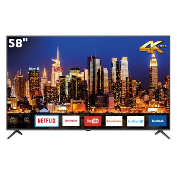 Smart TV LED 58" UHD 4K Philco PTV58F80SNS com Netflix, Dolby Audio, Wi-fi, HDR, Processador Quad-Core, Entradas HDMI e USB