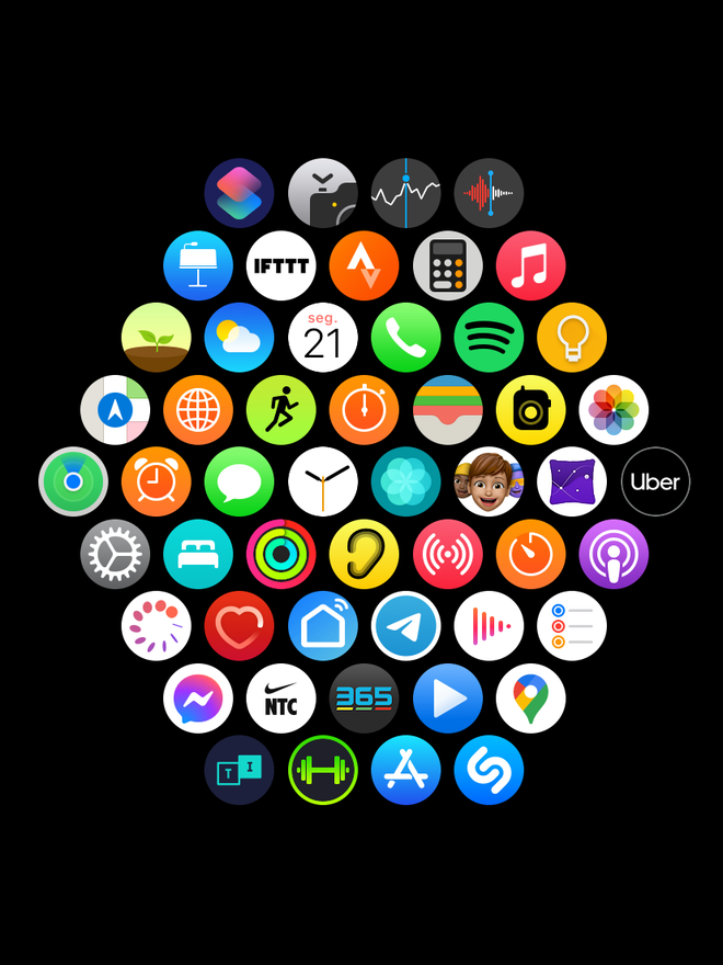 Personalize toda a organização dos ícones na grade de apps instalados em seu relógio. Captura de tela: Lucas Wetten (Canaltech)
