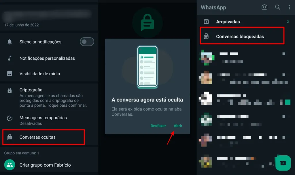Você pode proteger conversas do WhatsApp com senha ou biometria (Imagem: Captura de tela/Douglas Ciriaco/Canaltech)