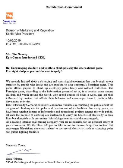 Carta aberta enviada pela IEC para os criadores de Fortnite