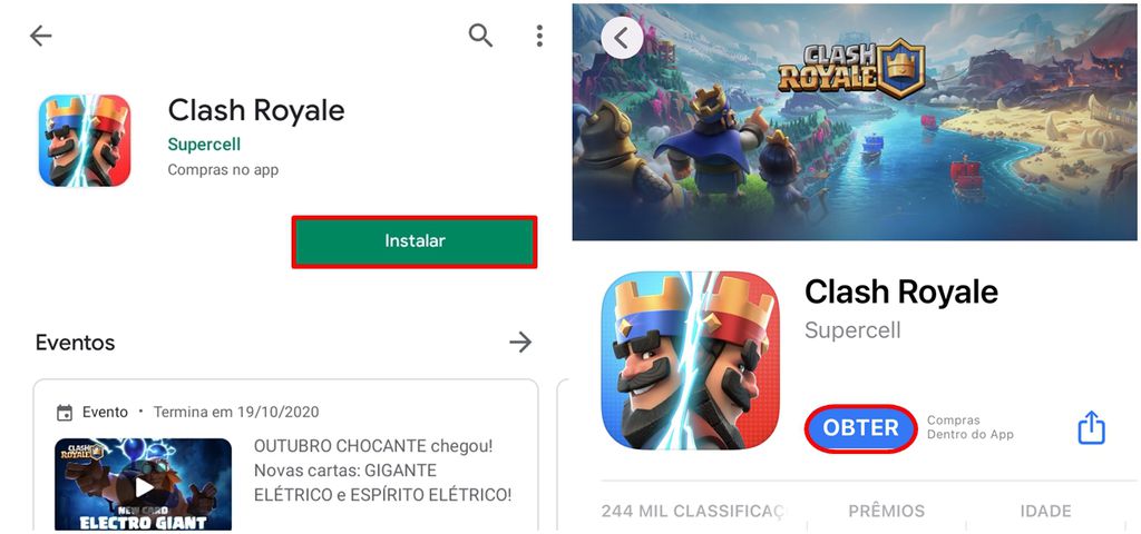 Você pode encontrar o aplicativo do Clash Royale para Android e iOS - (Captura: Canaltech/Bruno Salutes)