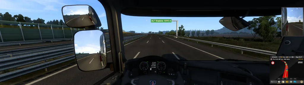 Euro Truck Simulator 2 no Samsung Odyssey Neo G9 (Captura: Jucyber/Canaltech)