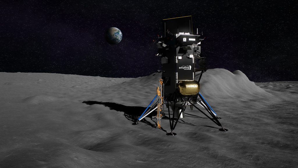 O experimento PRIME-1 será lançado com o lander Nova C, também da Intuitive Machines (Imagem: Reprodução/Intuitive Machines)